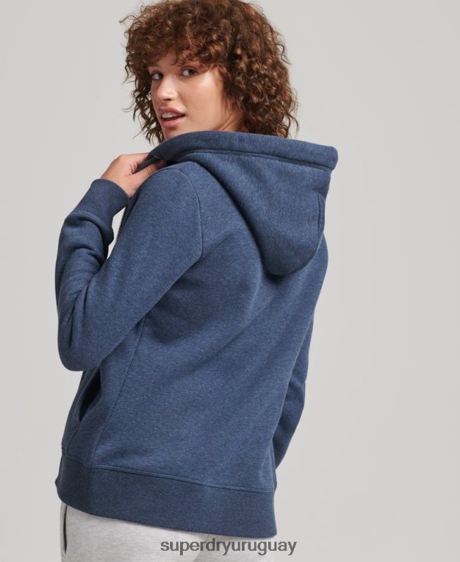 uy Superdry mujer sudadera con cremallera y logo Essential de algodón orgánico Armada DT2N8Z3379 ropa