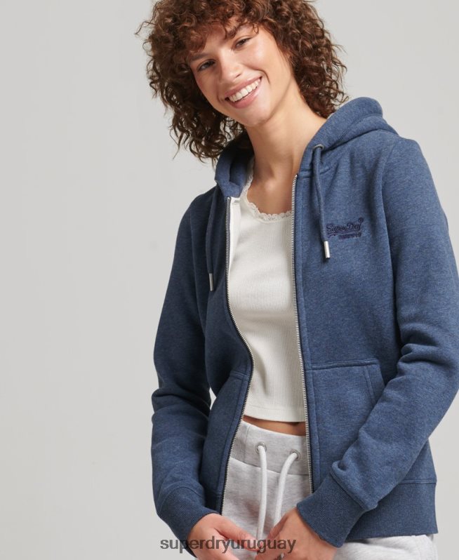 uy Superdry mujer sudadera con cremallera y logo Essential de algodón orgánico Armada DT2N8Z3379 ropa
