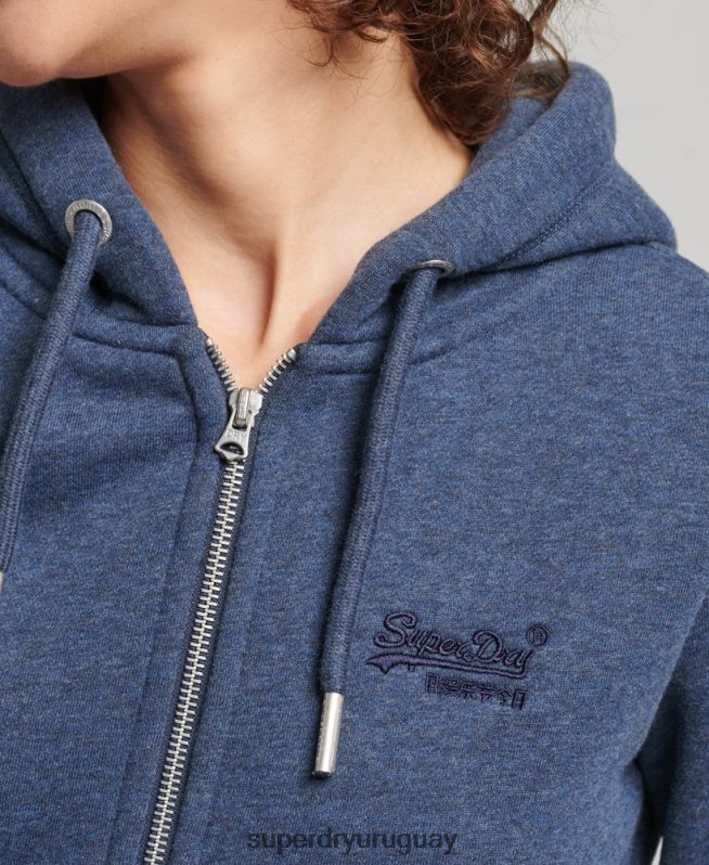uy Superdry mujer sudadera con cremallera y logo Essential de algodón orgánico Armada DT2N8Z3379 ropa