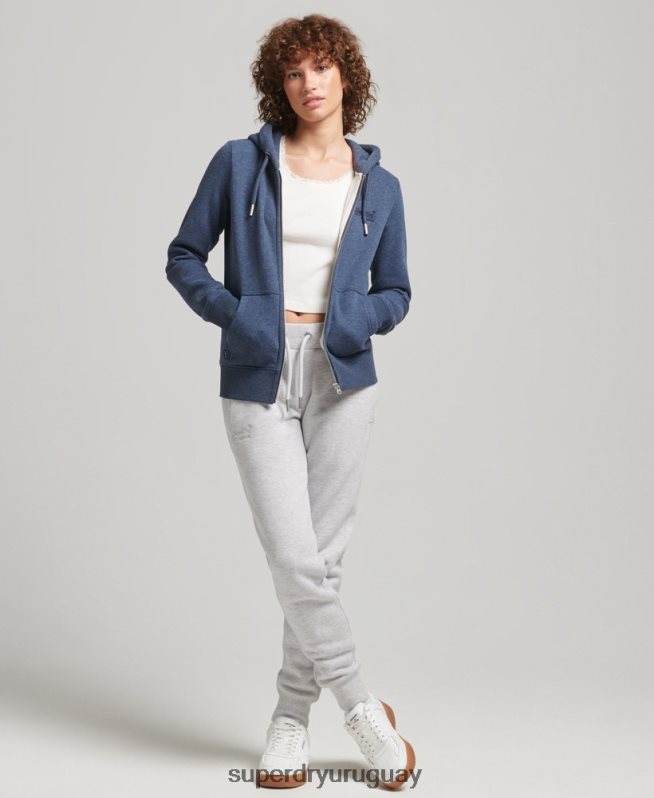 uy Superdry mujer sudadera con cremallera y logo Essential de algodón orgánico Armada DT2N8Z3379 ropa