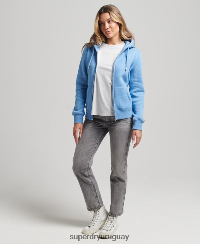 uy Superdry mujer sudadera con cremallera y logo Essential de algodón orgánico azul DT2N8Z3301 ropa