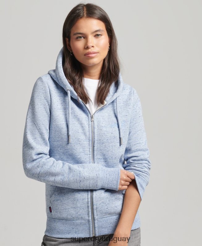 uy Superdry mujer sudadera con cremallera y logo Essential de algodón orgánico azul claro DT2N8Z5963 ropa