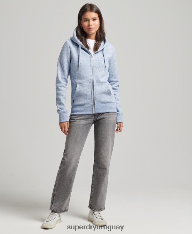 uy Superdry mujer sudadera con cremallera y logo Essential de algodón orgánico azul claro DT2N8Z5963 ropa