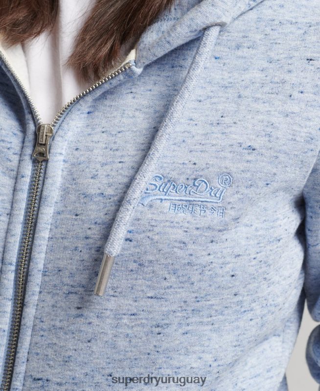 uy Superdry mujer sudadera con cremallera y logo Essential de algodón orgánico azul claro DT2N8Z5963 ropa