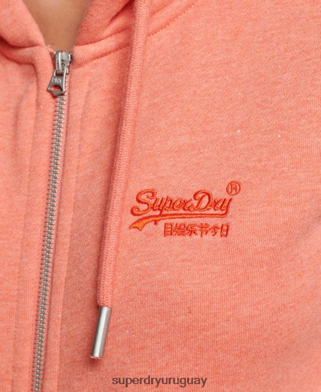 uy Superdry mujer sudadera con cremallera y logo Essential de algodón orgánico coral DT2N8Z3293 ropa