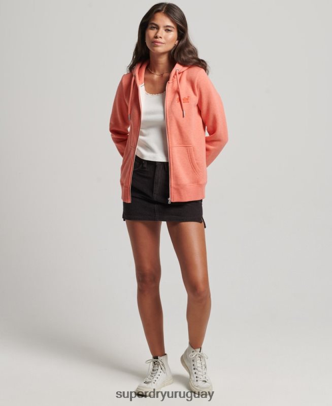 uy Superdry mujer sudadera con cremallera y logo Essential de algodón orgánico coral DT2N8Z3293 ropa