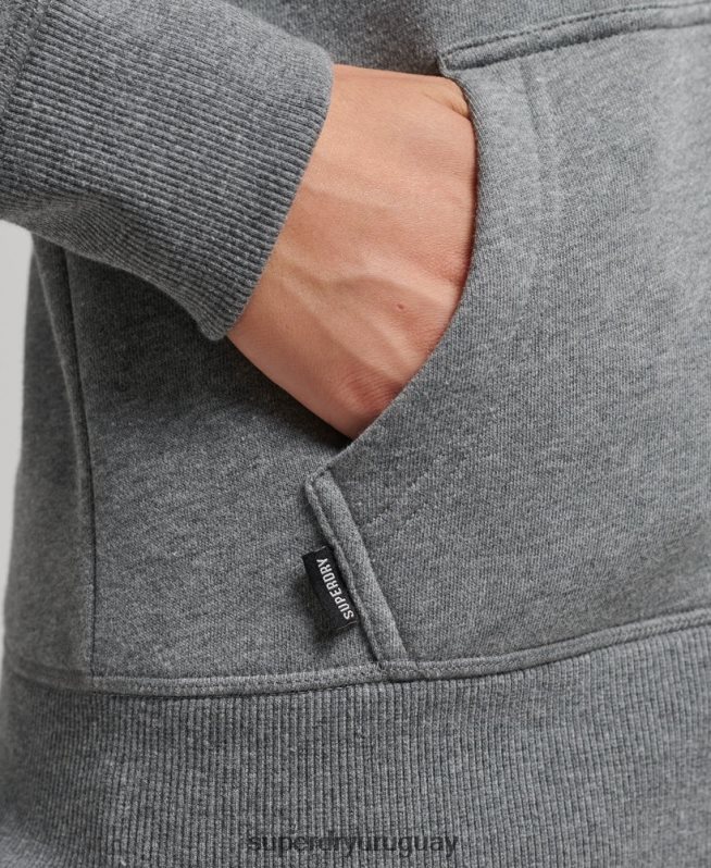 uy Superdry mujer sudadera con cremallera y logo Essential de algodón orgánico gris DT2N8Z3303 ropa