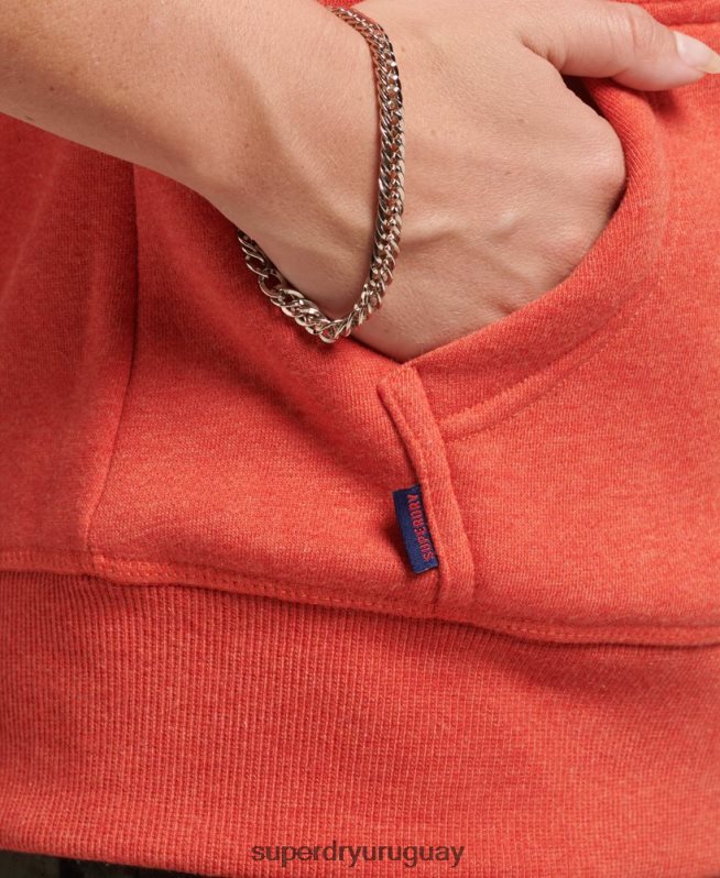 uy Superdry mujer sudadera con cremallera y logo Essential de algodón orgánico naranja DT2N8Z5744 ropa