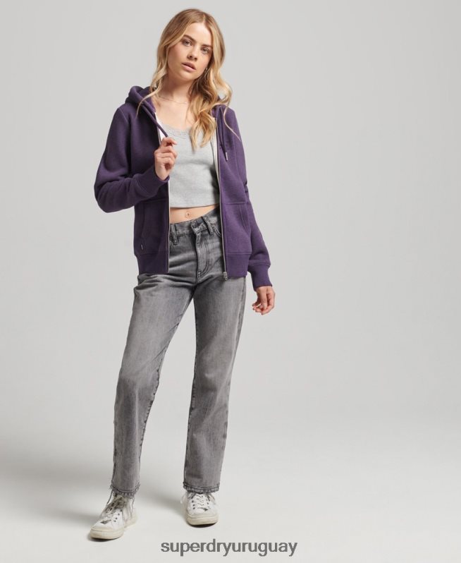 uy Superdry mujer sudadera con cremallera y logo Essential de algodón orgánico púrpura DT2N8Z5930 ropa