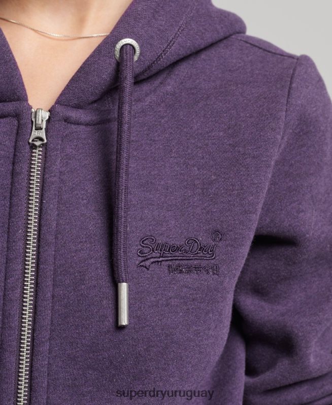 uy Superdry mujer sudadera con cremallera y logo Essential de algodón orgánico púrpura DT2N8Z5930 ropa