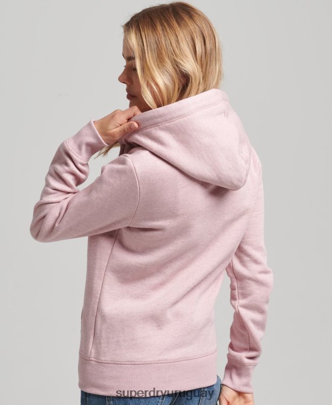 uy Superdry mujer sudadera con cremallera y logo Essential de algodón orgánico rosa DT2N8Z5900 ropa