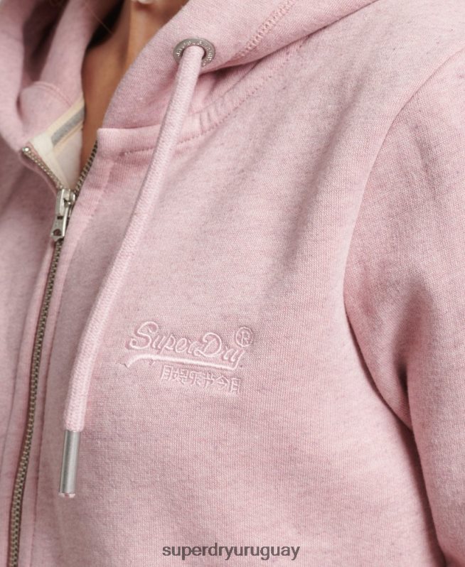 uy Superdry mujer sudadera con cremallera y logo Essential de algodón orgánico rosa DT2N8Z5900 ropa