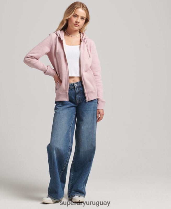 uy Superdry mujer sudadera con cremallera y logo Essential de algodón orgánico rosa DT2N8Z5900 ropa