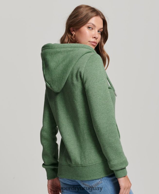 uy Superdry mujer sudadera con cremallera y logo Essential de algodón orgánico verde DT2N8Z5957 ropa