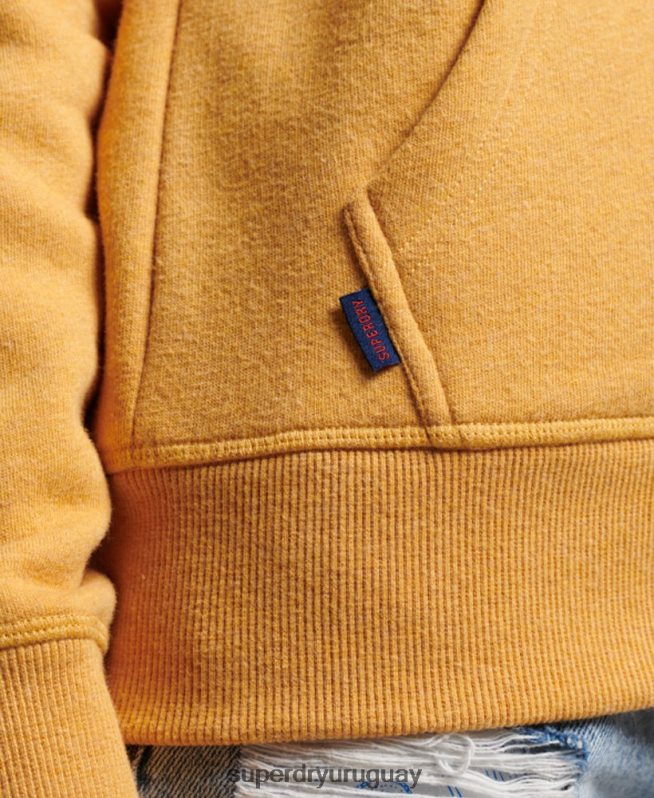 uy Superdry mujer sudadera con cremallera y logo bordado amarillo DT2N8Z3331 ropa