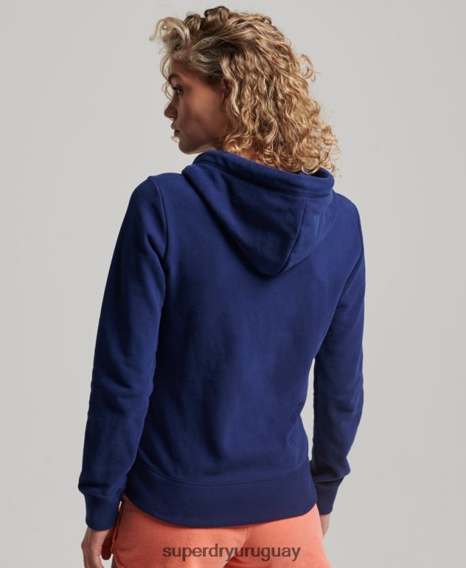 uy Superdry mujer sudadera con cremallera y logo bordado azul DT2N8Z2261 ropa