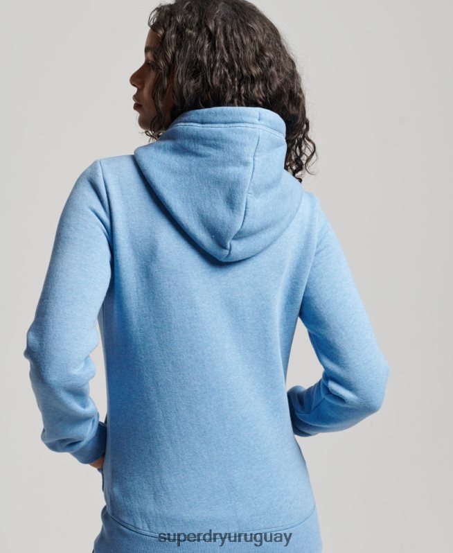 uy Superdry mujer sudadera con cremallera y logo bordado azul DT2N8Z3297 ropa
