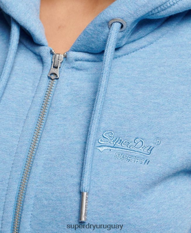 uy Superdry mujer sudadera con cremallera y logo bordado azul DT2N8Z3297 ropa