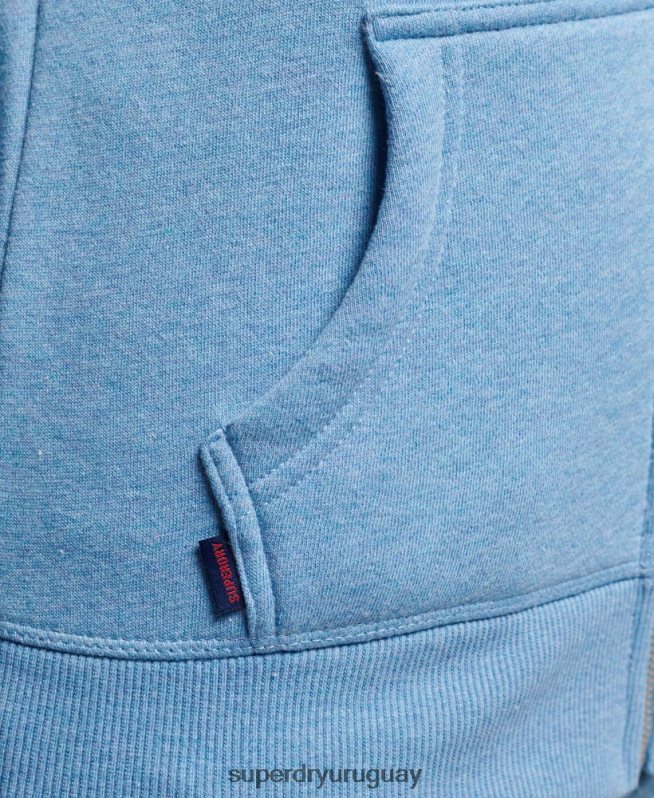 uy Superdry mujer sudadera con cremallera y logo bordado azul DT2N8Z3297 ropa