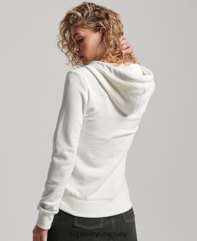 uy Superdry mujer sudadera con cremallera y logo bordado blanco DT2N8Z2244 ropa