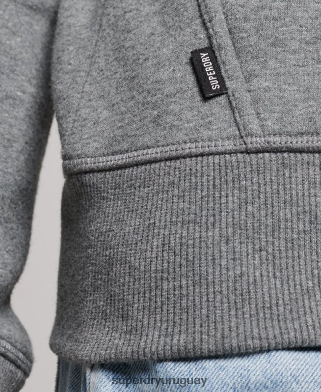 uy Superdry mujer sudadera con cremallera y logo bordado gris DT2N8Z3335 ropa