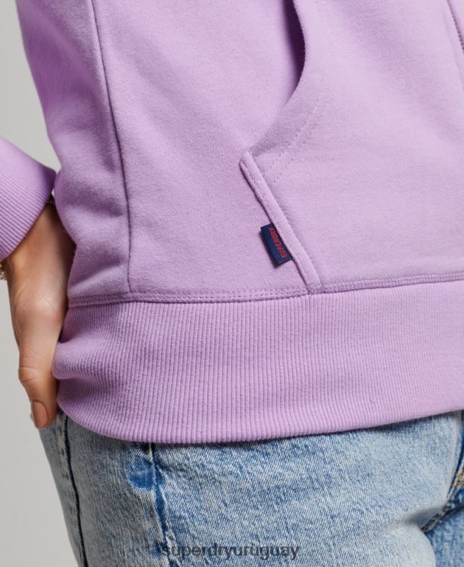 uy Superdry mujer sudadera con cremallera y logo bordado púrpura DT2N8Z2238 ropa