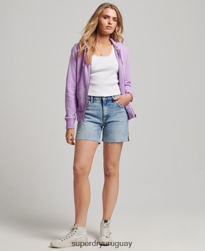 uy Superdry mujer sudadera con cremallera y logo bordado púrpura DT2N8Z2238 ropa