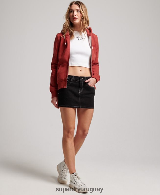 uy Superdry mujer sudadera con cremallera y logo bordado rojo DT2N8Z3315 ropa