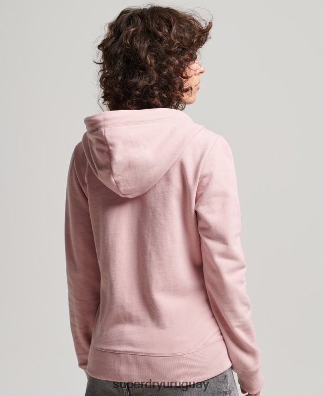 uy Superdry mujer sudadera con cremallera y logo bordado rosa DT2N8Z2300 ropa