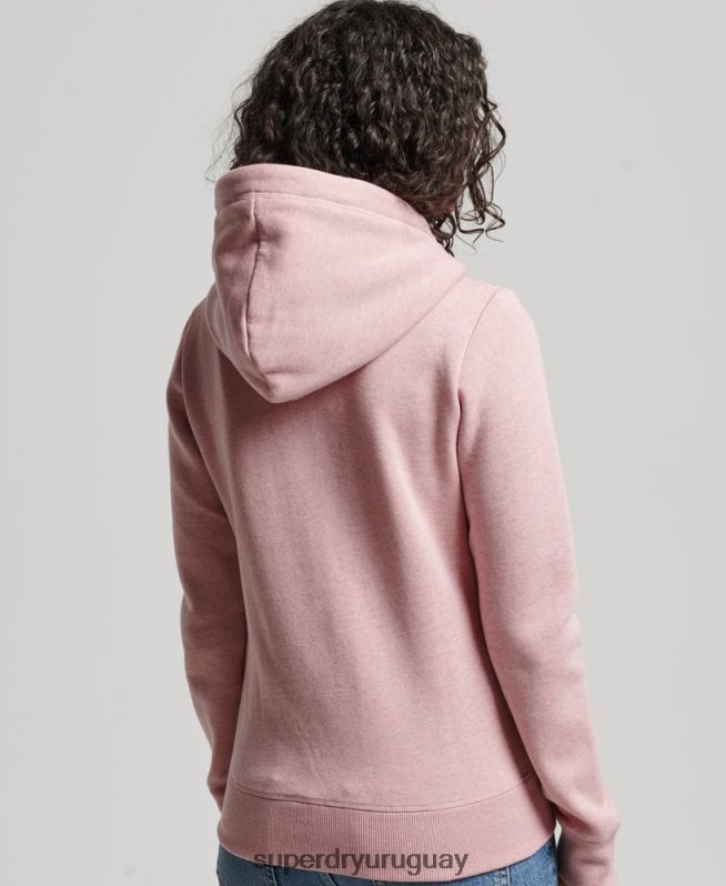 uy Superdry mujer sudadera con cremallera y logo bordado rosa DT2N8Z3279 ropa