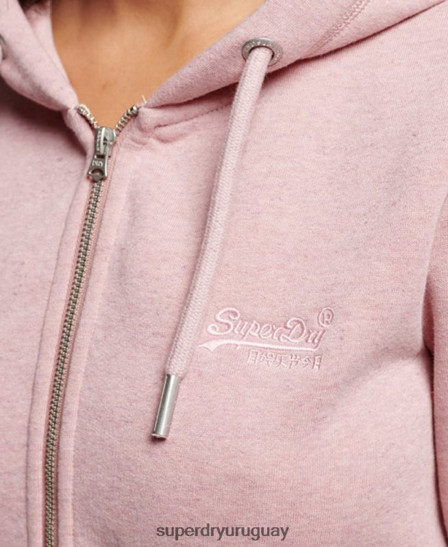 uy Superdry mujer sudadera con cremallera y logo bordado rosa DT2N8Z3279 ropa