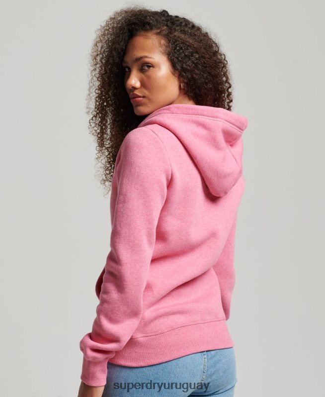 uy Superdry mujer sudadera con cremallera y logo bordado rosa DT2N8Z3355 ropa