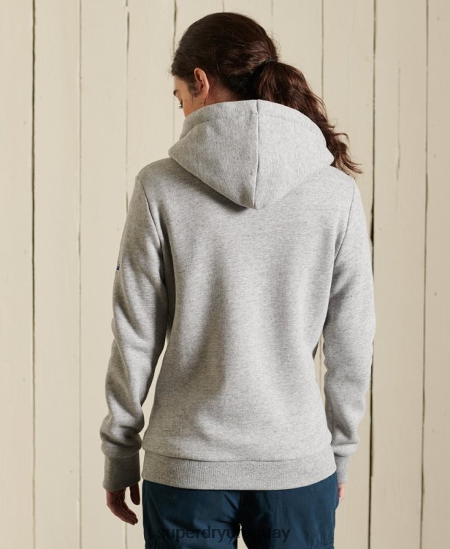uy Superdry mujer sudadera con cremallera y logo clásico americano gris DT2N8Z6104 ropa