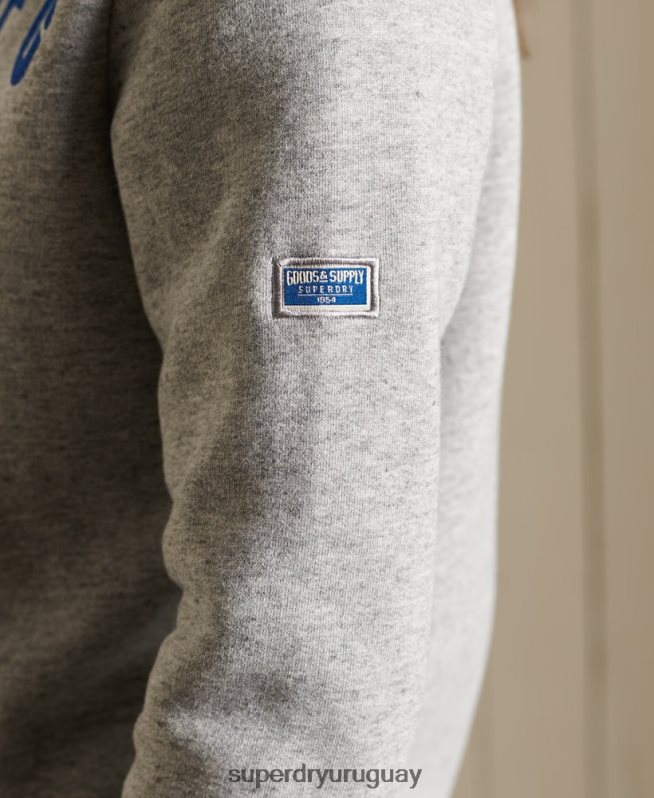 uy Superdry mujer sudadera con cremallera y logo clásico americano gris DT2N8Z6104 ropa