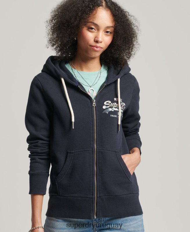 uy Superdry mujer sudadera con cremallera y logo vintage Armada DT2N8Z6059 ropa