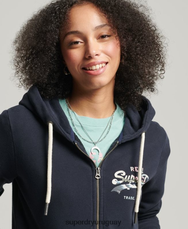 uy Superdry mujer sudadera con cremallera y logo vintage Armada DT2N8Z6059 ropa