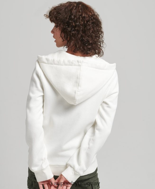 uy Superdry mujer sudadera con cremallera y logo vintage blanco DT2N8Z6110 ropa