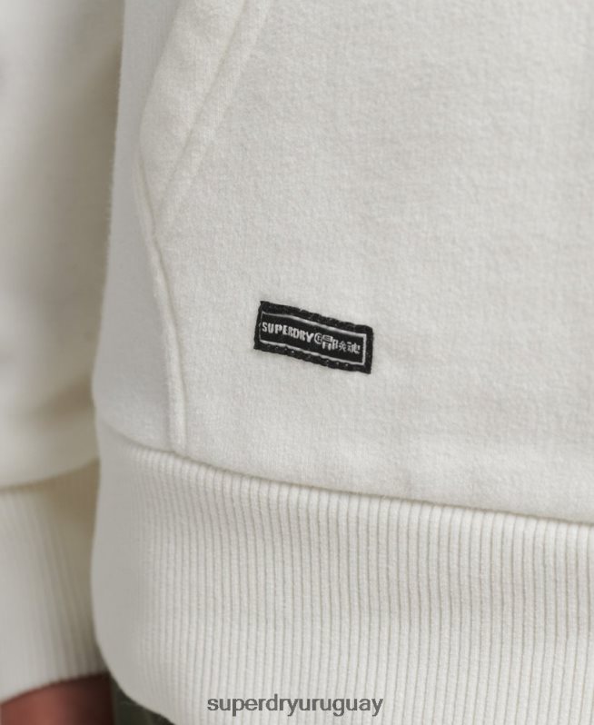 uy Superdry mujer sudadera con cremallera y logo vintage blanco DT2N8Z6110 ropa