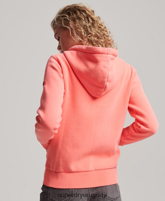 uy Superdry mujer sudadera con cremallera y logo vintage coral DT2N8Z2065 ropa