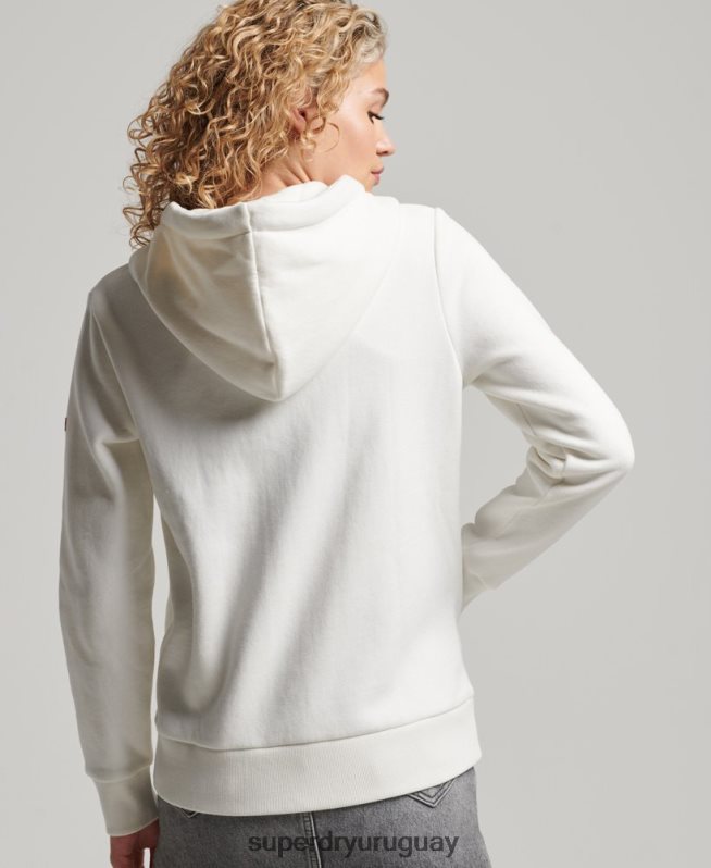 uy Superdry mujer sudadera con cremallera y logo vintage crema DT2N8Z2252 ropa