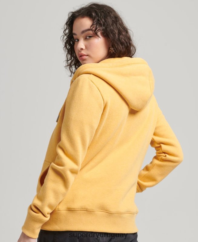 uy Superdry mujer sudadera con cremallera y logo vintage de algodón orgánico amarillo DT2N8Z3384 ropa