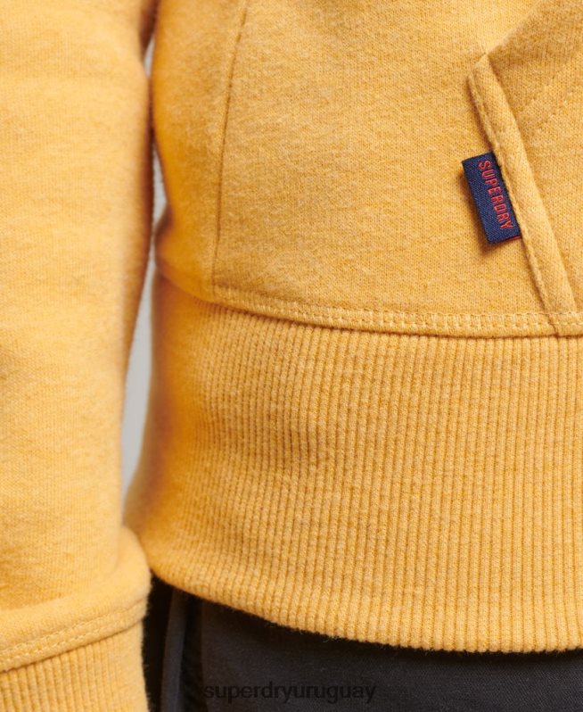 uy Superdry mujer sudadera con cremallera y logo vintage de algodón orgánico amarillo DT2N8Z3384 ropa