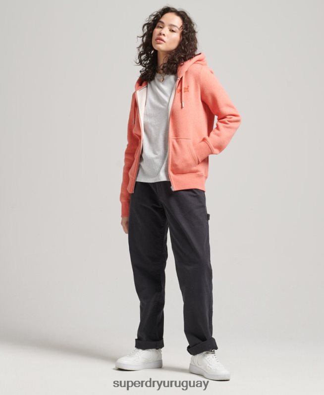 uy Superdry mujer sudadera con cremallera y logo vintage de algodón orgánico coral DT2N8Z3329 ropa