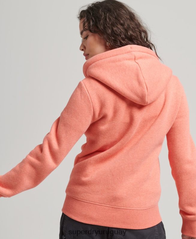 uy Superdry mujer sudadera con cremallera y logo vintage de algodón orgánico coral DT2N8Z3329 ropa