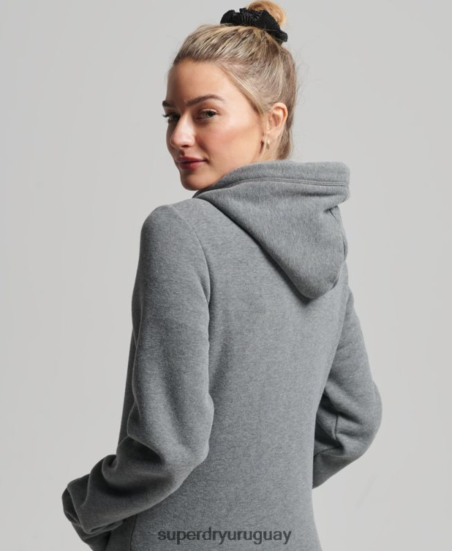 uy Superdry mujer sudadera con cremallera y logo vintage de algodón orgánico gris DT2N8Z3383 ropa