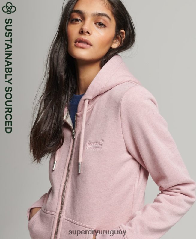 uy Superdry mujer sudadera con cremallera y logo vintage de algodón orgánico rosa DT2N8Z5763 ropa