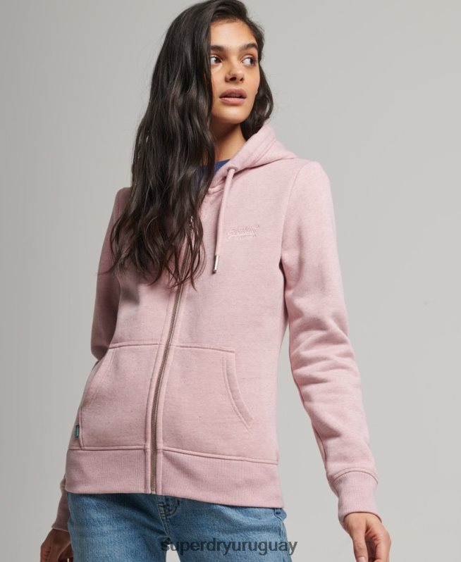 uy Superdry mujer sudadera con cremallera y logo vintage de algodón orgánico rosa DT2N8Z5763 ropa