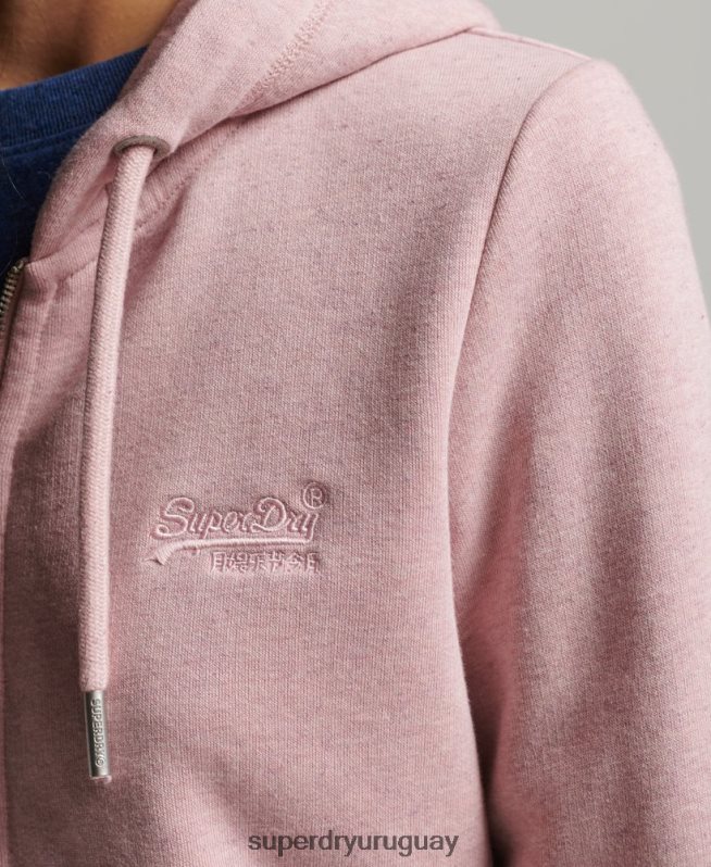 uy Superdry mujer sudadera con cremallera y logo vintage de algodón orgánico rosa DT2N8Z5763 ropa