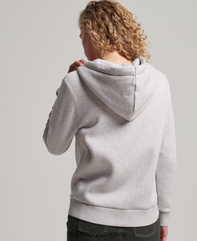 uy Superdry mujer sudadera con cremallera y logo vintage gris claro DT2N8Z2277 ropa
