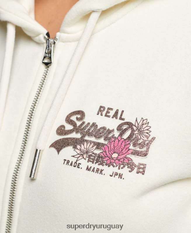 uy Superdry mujer sudadera con cremallera y logo vintage gris claro DT2N8Z2282 ropa